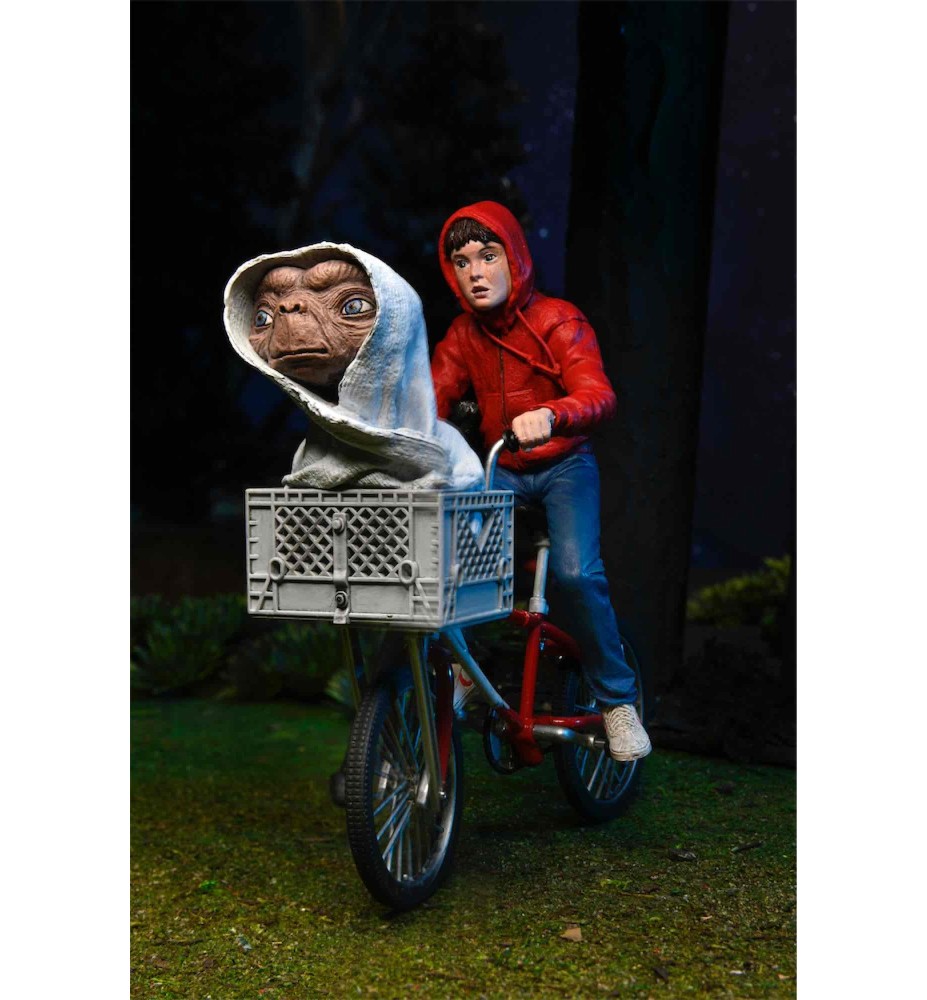 Figura Neca  E.t. El Extraterre Elliott Y E.t. En Bicicleta 40 Aniversario 13 Cm