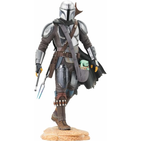 Figura Diamond Select Star Wars Premier Collection The Mandalorian The Mandalorian Con The Child Grogu