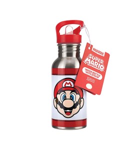 Botella Metálica Con Pajita Paladone Super Mario 500 Ml