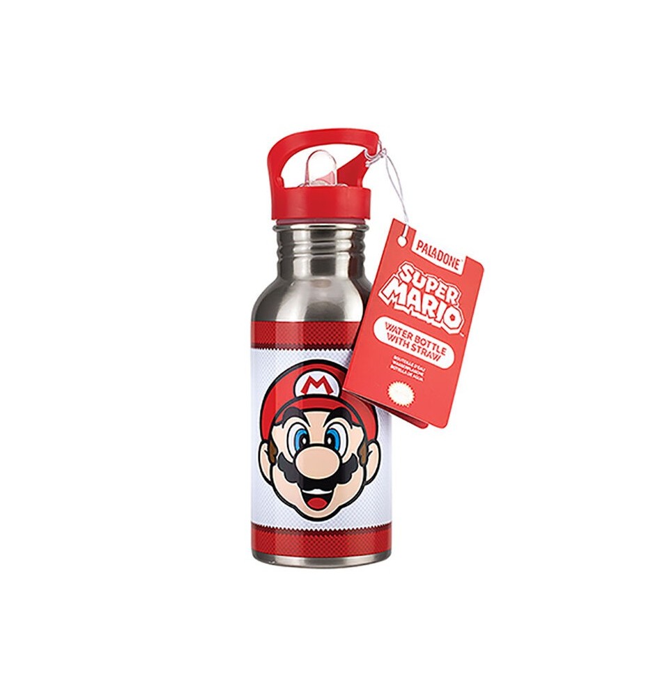 Botella Metálica Con Pajita Paladone Super Mario 500 Ml