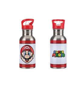 Botella Metálica Con Pajita Paladone Super Mario 500 Ml