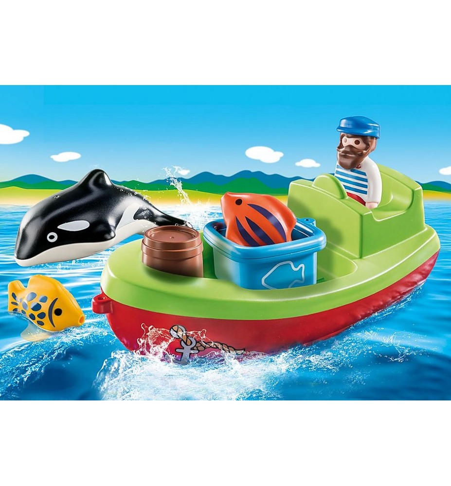 Playmobil 1.2.3 Pescador Con Bote