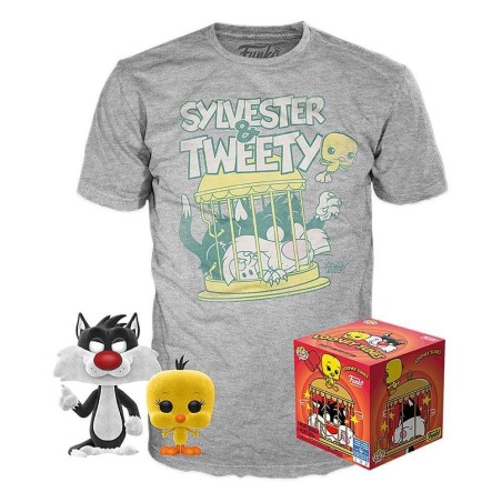 Funko Pop Looney Tunes Silvestre & Piolin Version Terciopelo 50755 + Camiseta Talla S