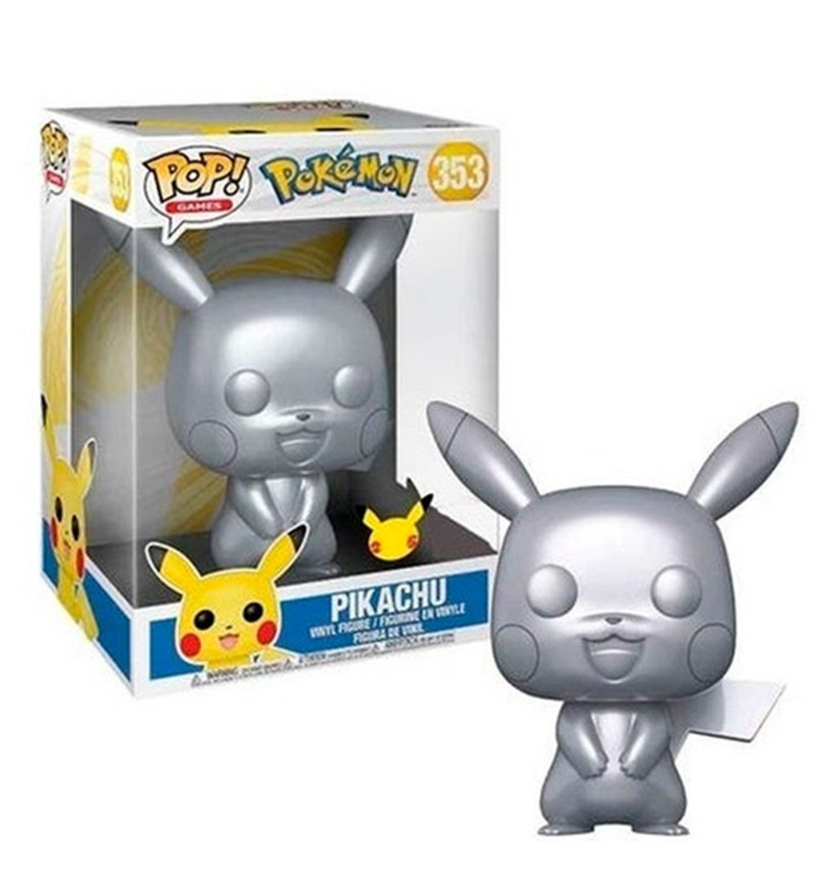 Funko Pop Jumbo Pokémon S6 Pikachu Plateado Efecto Metalico 10" Edicion Especial Exclusivo 59873