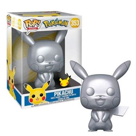 Funko Pop Jumbo Pokémon S6 Pikachu Plateado Efecto Metalico 10" Edicion Especial Exclusivo 59873