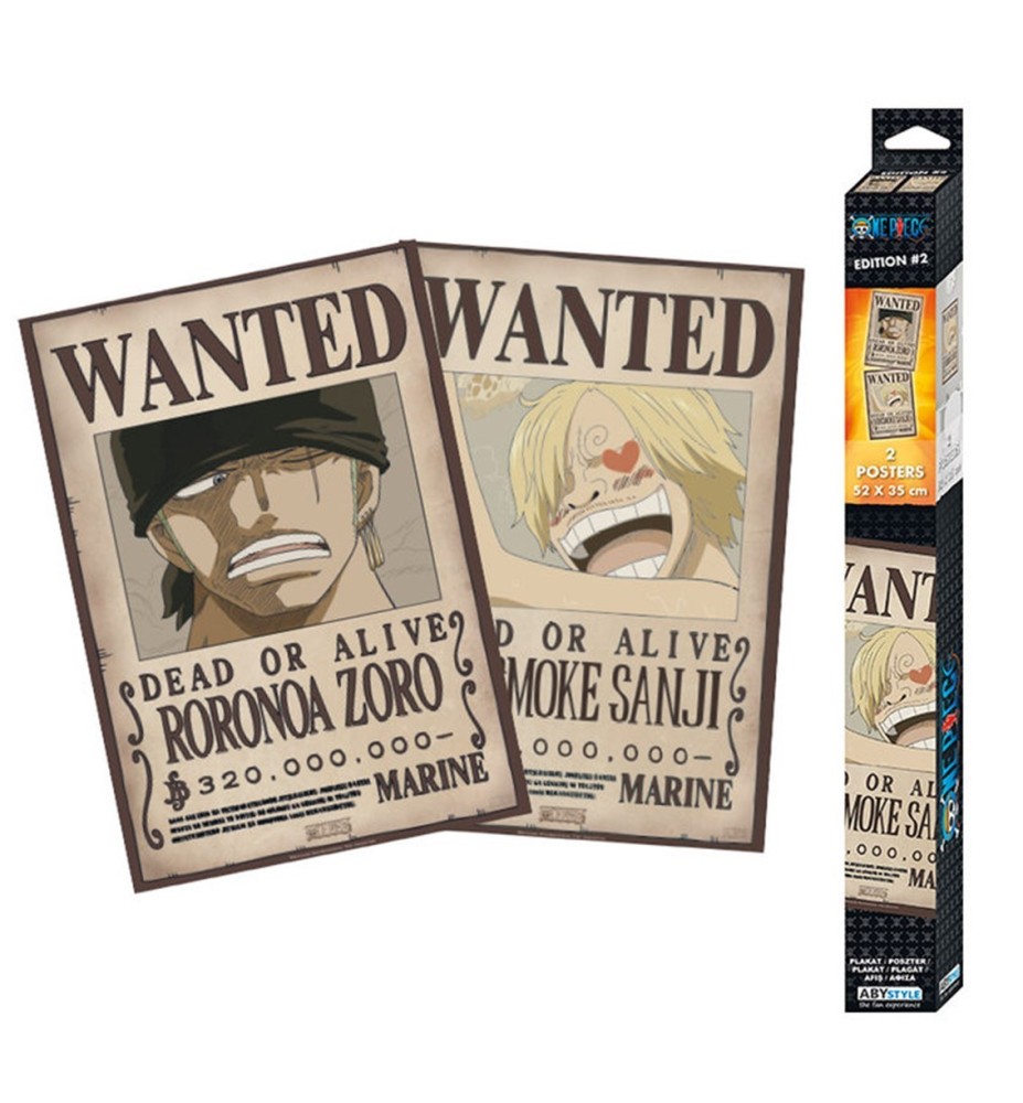 Set Póster One Piece Wanted Zoro Y Sanji