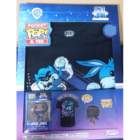 Pop & Tee Space Jam Looney Tunes Lebron James Funko + Camiseta Talla M