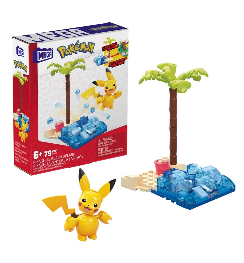 Figura Mattel Mega Construx Pokémon Pikachu En La Playa 79 Pcs