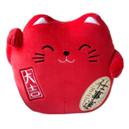 Peluche Gato De La Suerte Lucky Cat Rojo 20 Cm