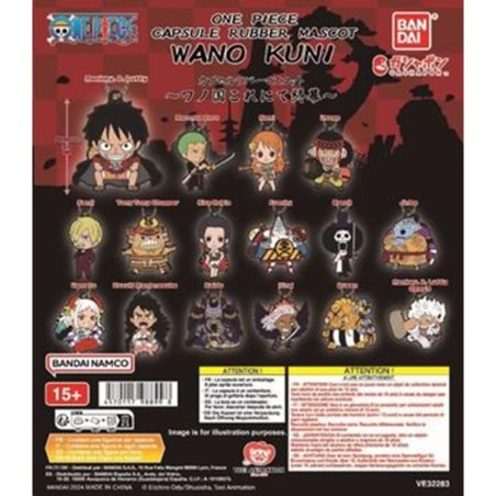 Surtido Bandai Gashapon One Piece Rubber Mascot Wanokuni 40 Unidades