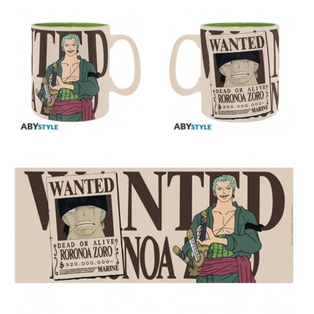 Taza Abystyle One Piece Zoro & Wanted 460 Ml