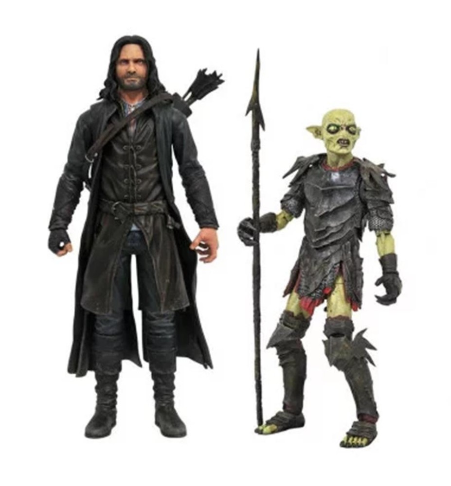 Surtido De Figuras Diamond Collection El Señor De Los Anillos Series Deluxe Action Aragorn Y Orco De Moria (6)