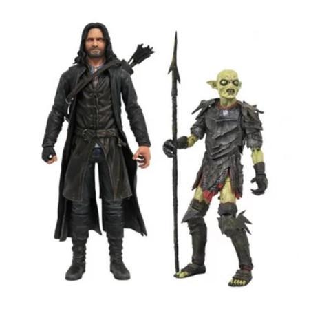 Surtido De Figuras Diamond Collection El Señor De Los Anillos Series Deluxe Action Aragorn Y Orco De Moria (6)