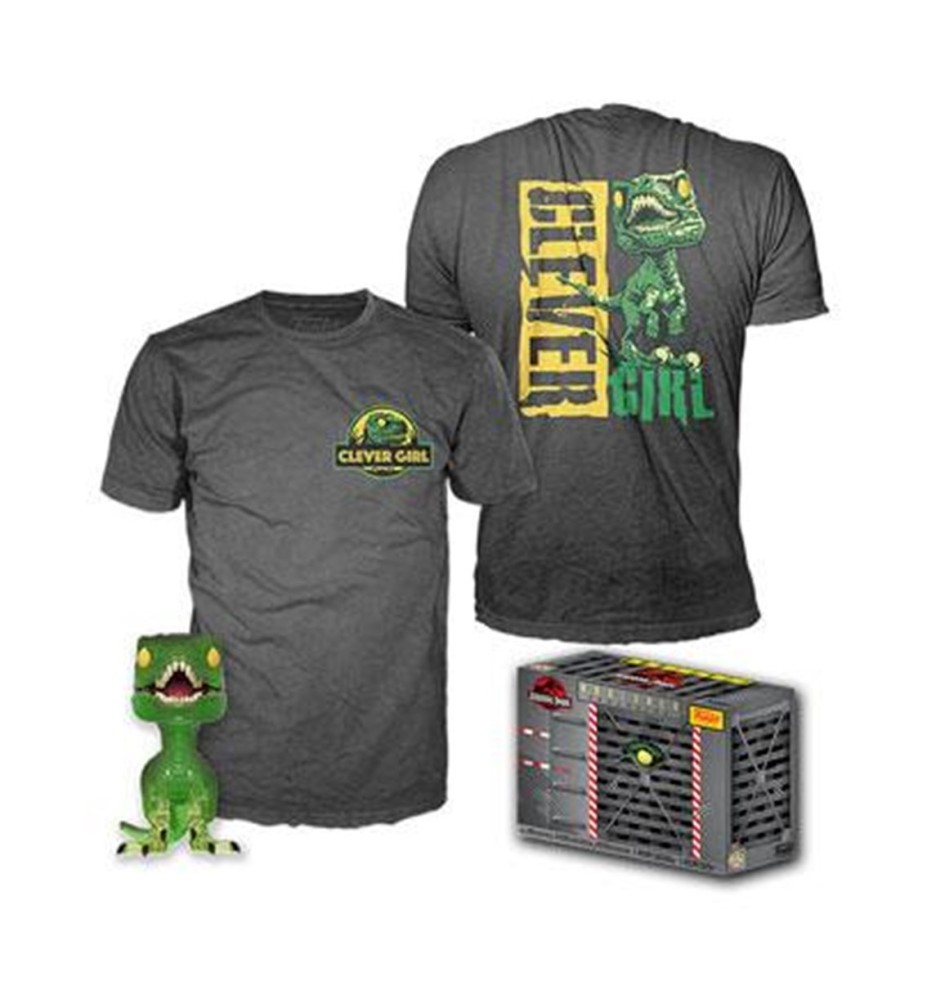 Pop & Tee Jurassic Park Clever Raptor  Funko + Camiseta Talla L