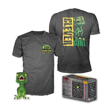 Pop & Tee Jurassic Park Clever Raptor  Funko + Camiseta Talla L