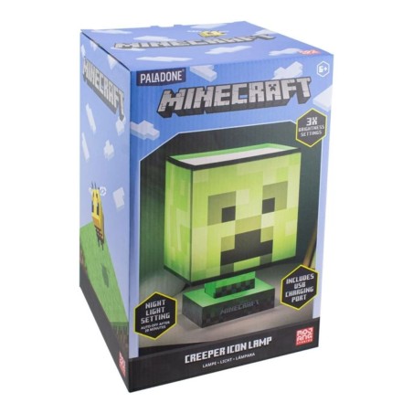 Lámpara Paladone Con Cargador Usb Minecraft Creeper