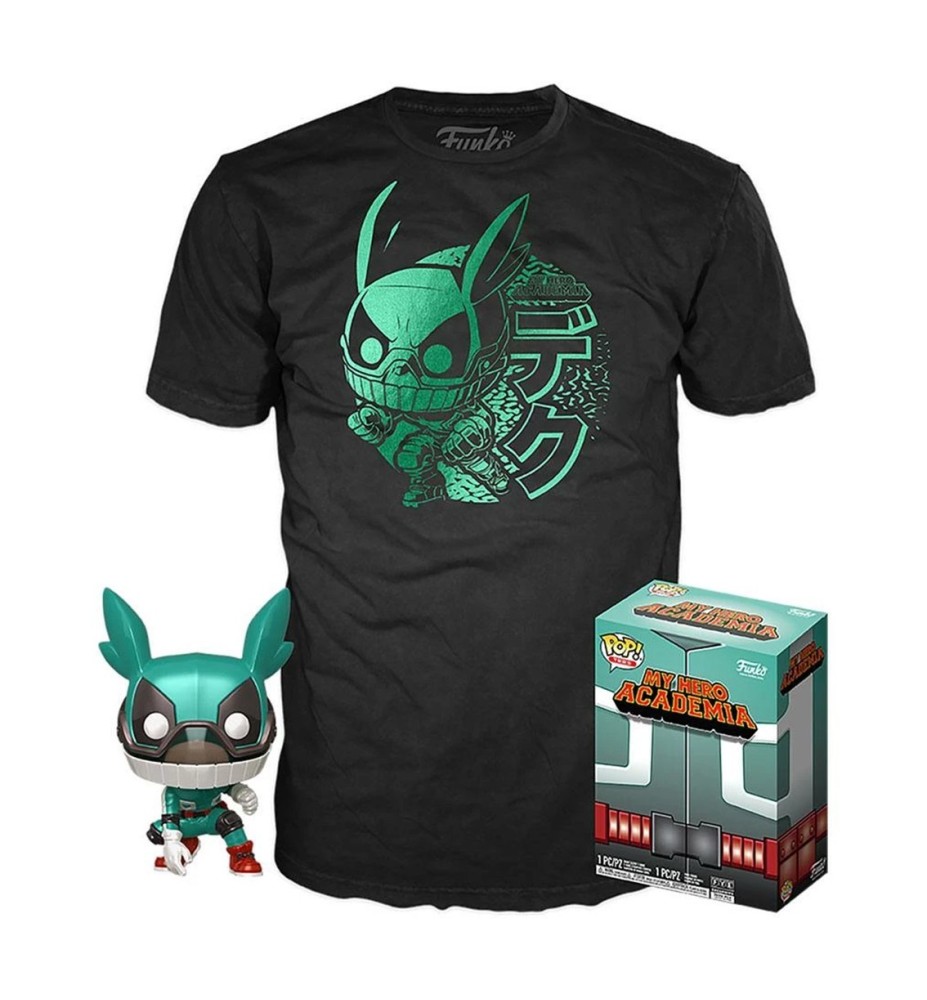 Pop & Tee My Hero Academia Deku Con Casco (full Mech Suit) Funko + Camiseta Talla L