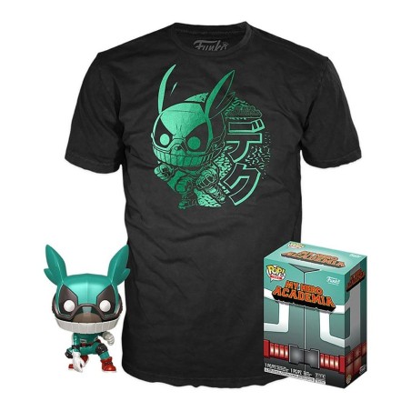 Pop & Tee My Hero Academia Deku Con Casco (full Mech Suit) Funko + Camiseta Talla L