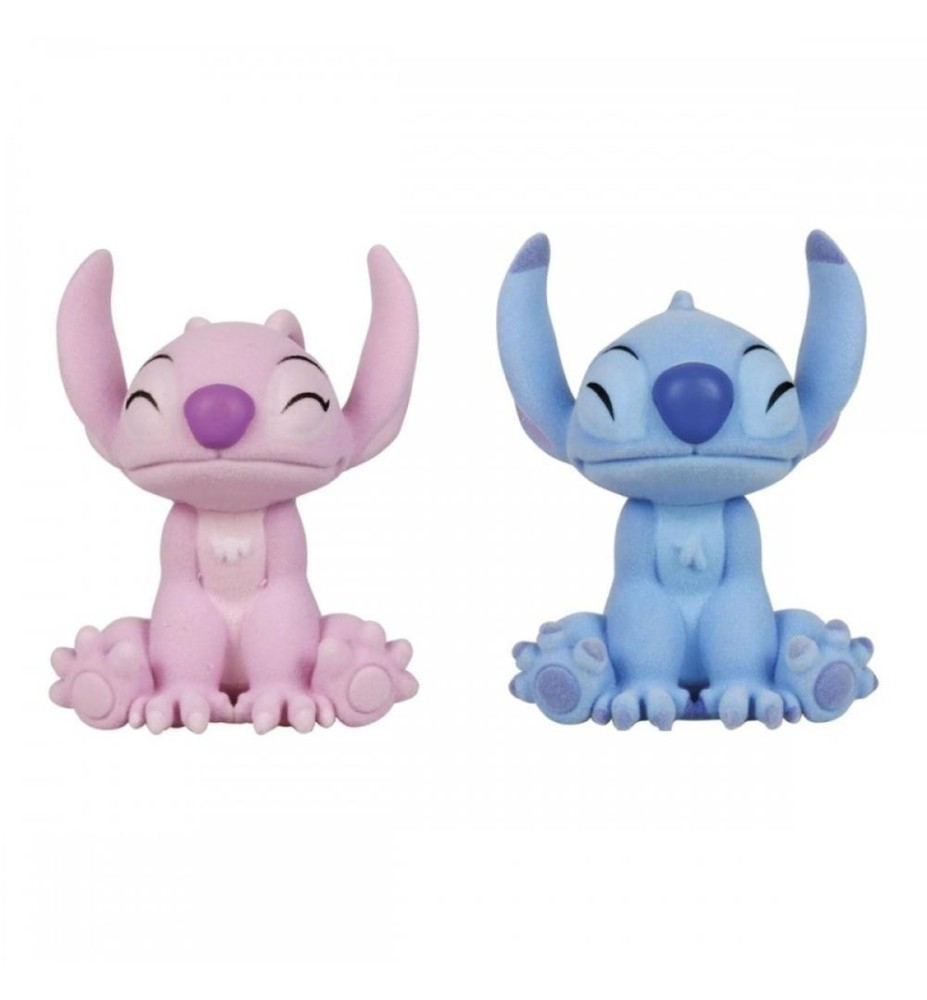 Pack De 2 Figuras Flocadas Enesco Disney Stitch Y Angel Beso