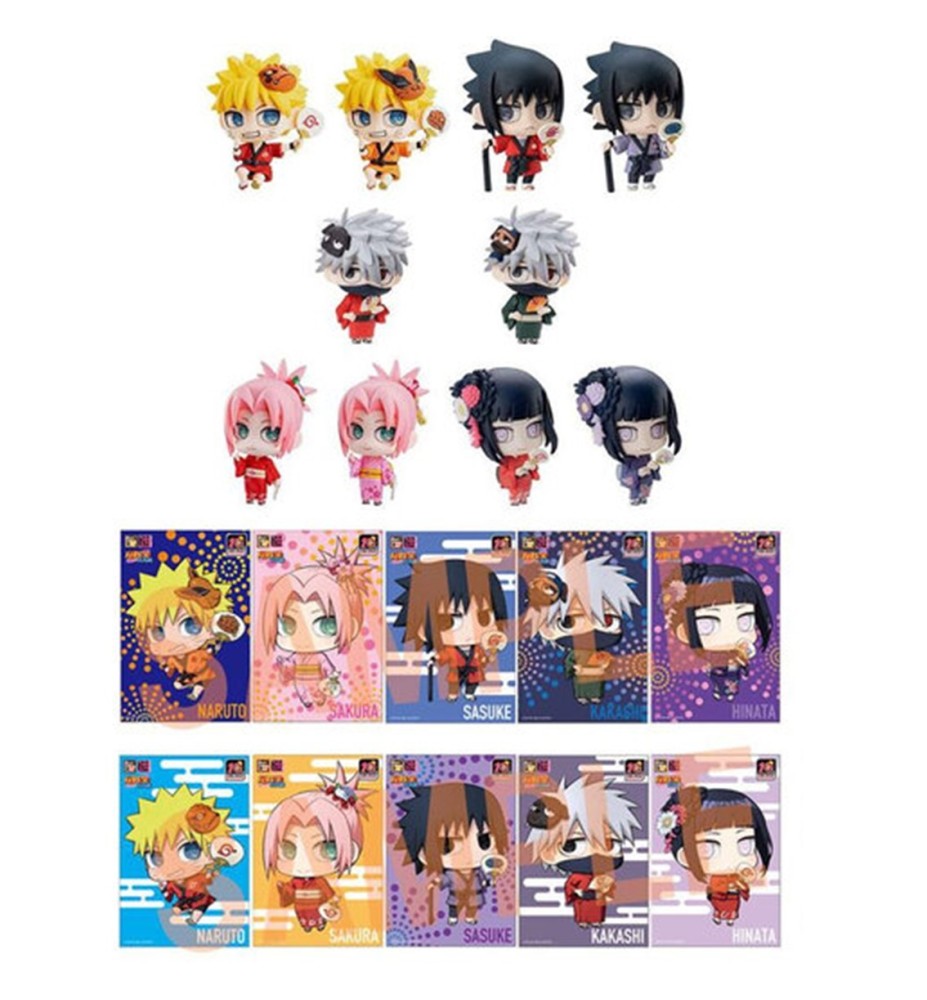 Set Figuras Con Postales Megahouse Naruto Shippuden Petit Chara Land 10th Anniversary