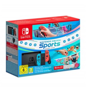 Consola Nintendo Switch Azul Neon - Rojo Neon + Nintendo Switch Sports + 12 Meses Nintendo Switch Online