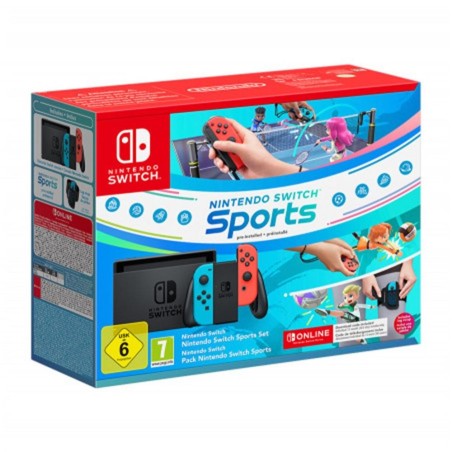 Consola Nintendo Switch Azul Neon - Rojo Neon + Nintendo Switch Sports + 12 Meses Nintendo Switch Online