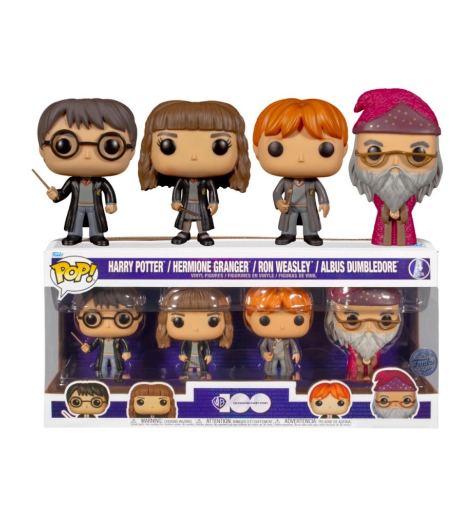 Funko Pop Harry Potter Pack 4 Figuras Harry Hermione Dumbledore Ron