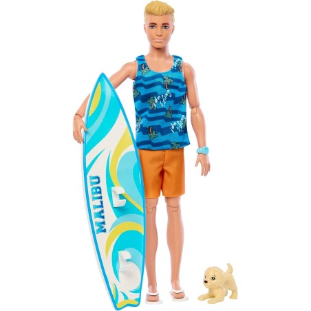 Muñeco Barbie Mattel Ken Tabla De Surf