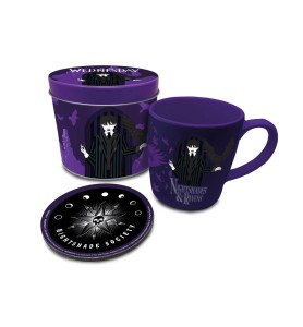 Set De Taza Posavasos + Lata Pyramid Wednesday Addams