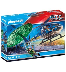 Playmobil Ciudad Helicoptero De Policia Persecucion En Paracaidas